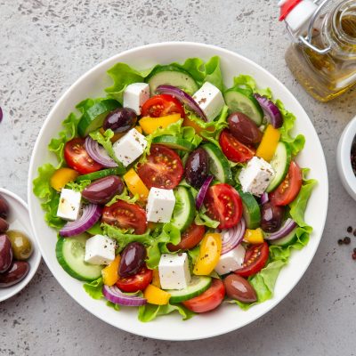 Greek,Salad,(,Tomato,,Cucumber,,Bel,Pepper,,Olives,And,Feta
