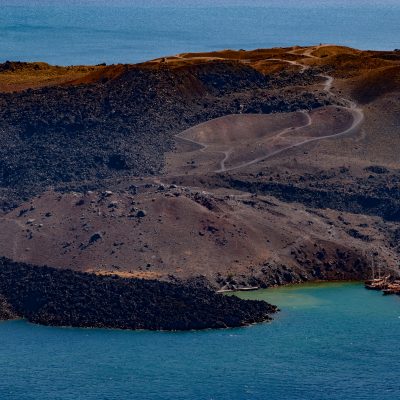Aerial,View,Of,The,Island,Of,Nea,Kameni,The,Volcano