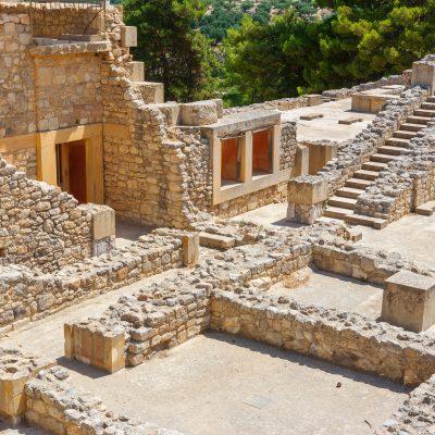 Ruins of the Minoan Palace of Knossos Heraklion Crete Greece,