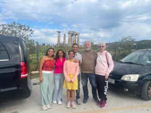Antonis Seretis and Carin at Ancient Corinth 1 with Patel Family from US.